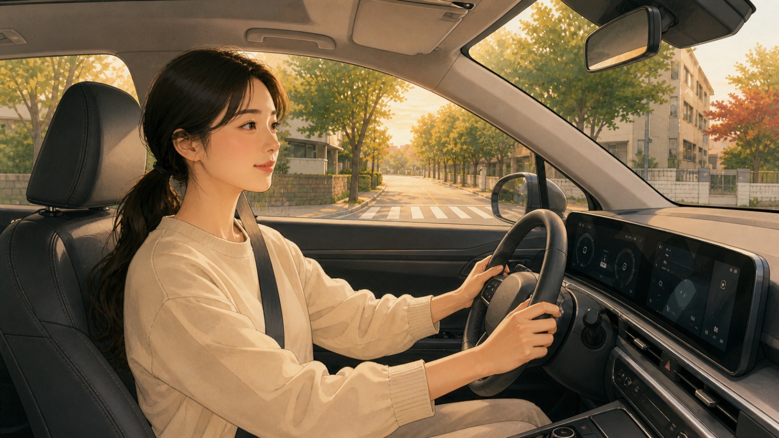 인천 여성 운전자 방문운전연수 일러스트